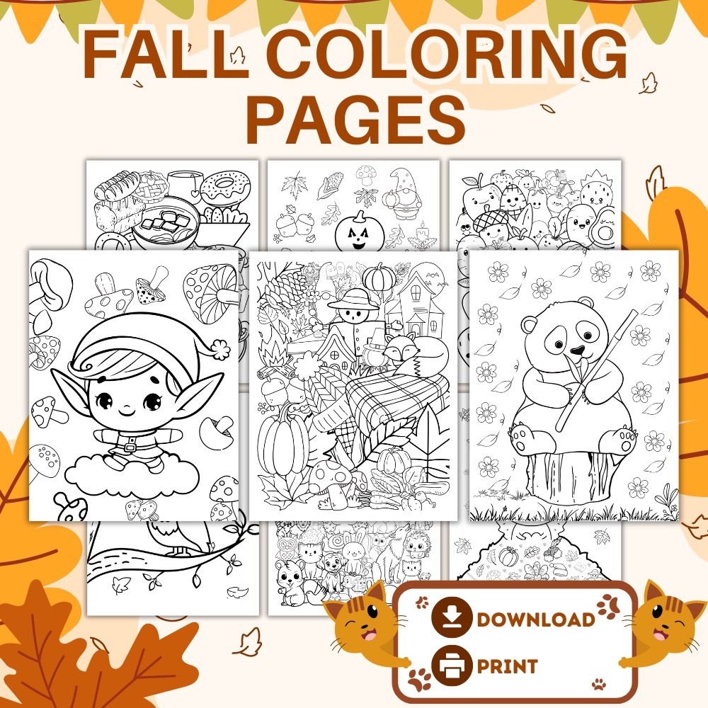 Fall Coloring Pages Set